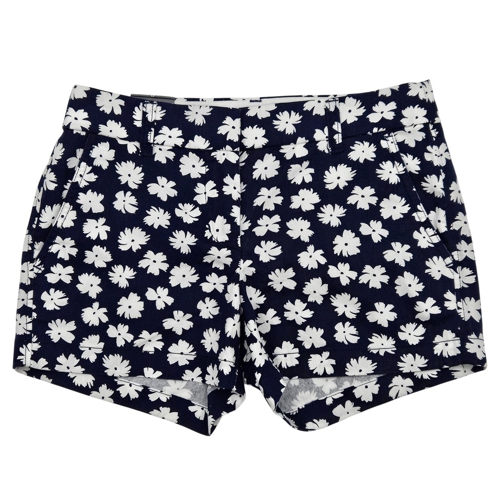 J.Crew Womens Navy White Daisy Floral 3 Inch Chino Shorts Size‎ 0 AW821 New